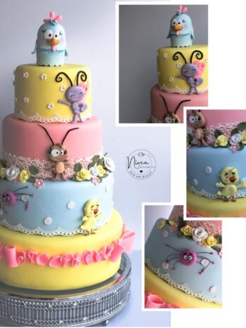 Bolo cenográfico Galinha Pintadinha - menina