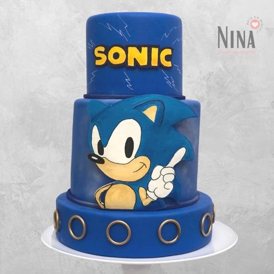 Bolo cenográfico Sonic 1 — aluguel Nina Z Biscuit