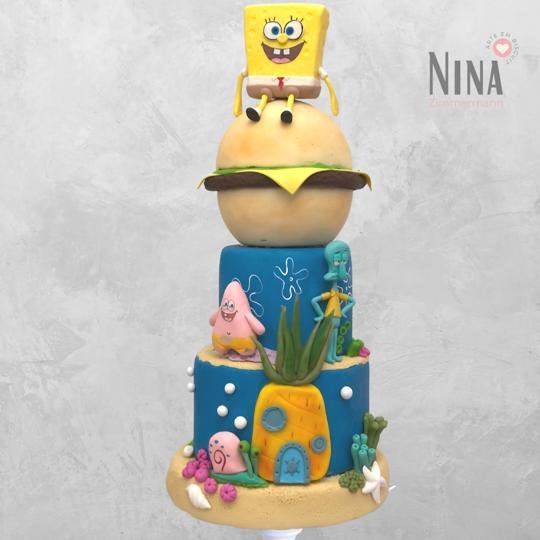 Bolo cenográfico Bob Esponja — aluguel Nina Z Biscuit