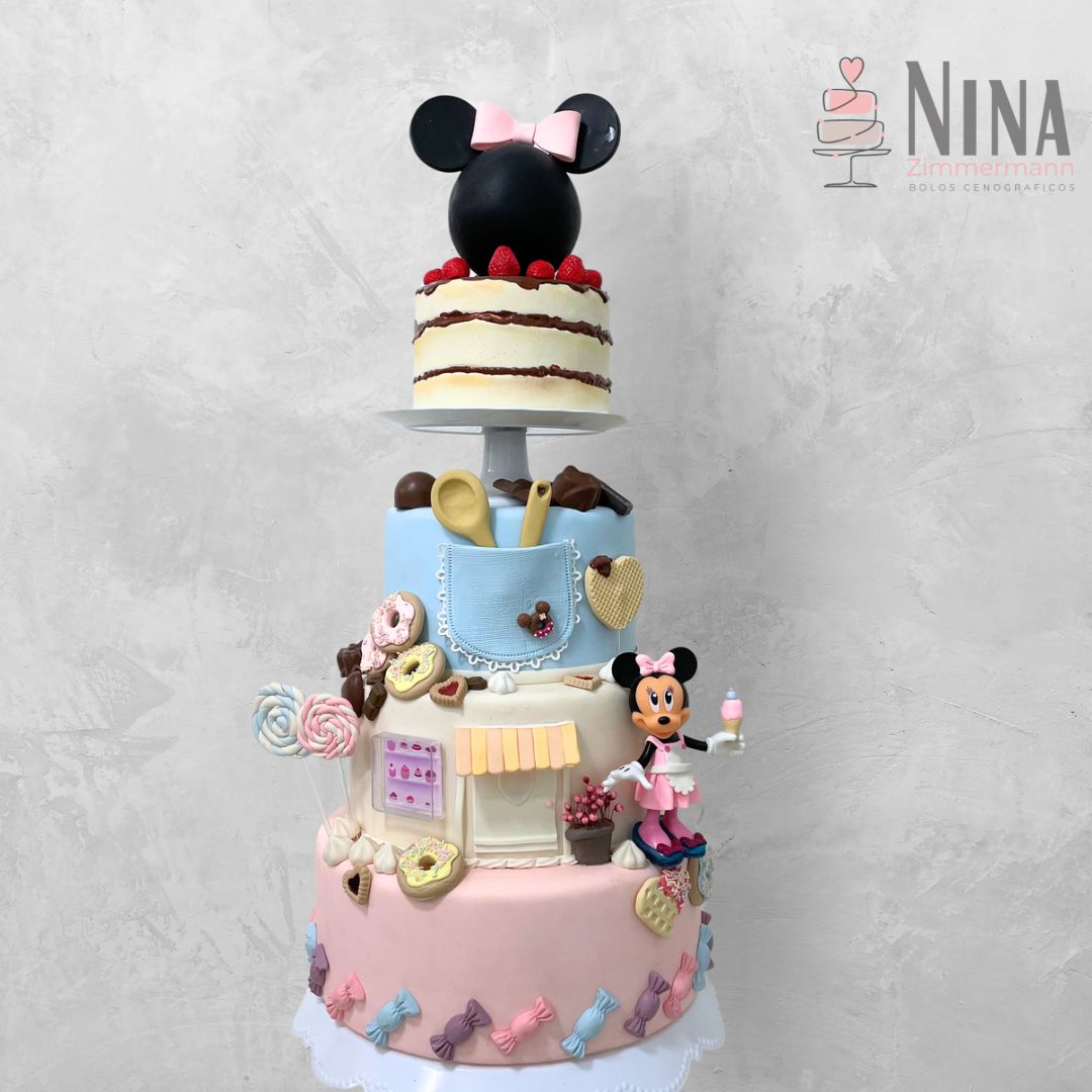 Bolo cenográfico Confeitaria da Minnie — aluguel Nina Z Biscuit