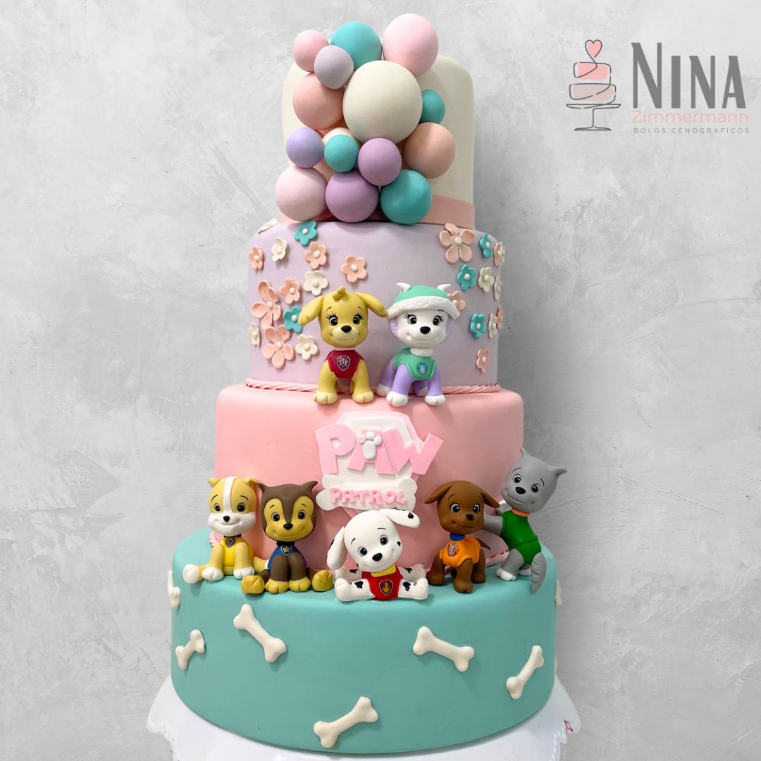 Bolo cenográfico Patrulha Canina Meninas — aluguel Nina Z Biscuit