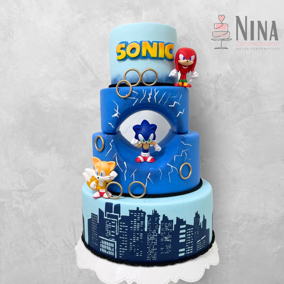 Bolo cenográfico Sonic 3 — aluguel Nina Z Biscuit