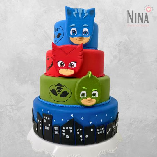Bolo cenográfico PJ Mask — aluguel Nina Z Biscuit