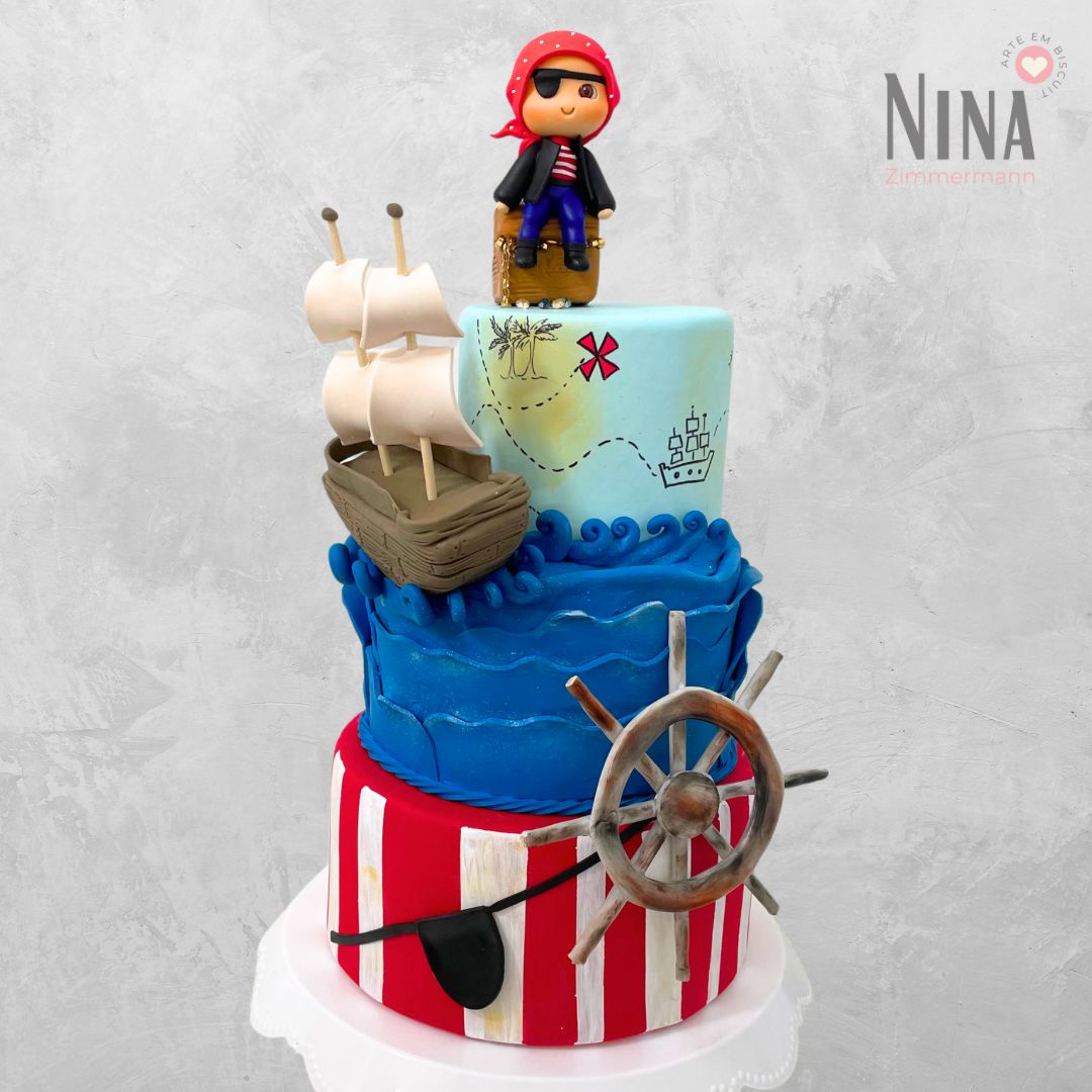 Bolo cenográfico Pirata — aluguel Nina Z Biscuit