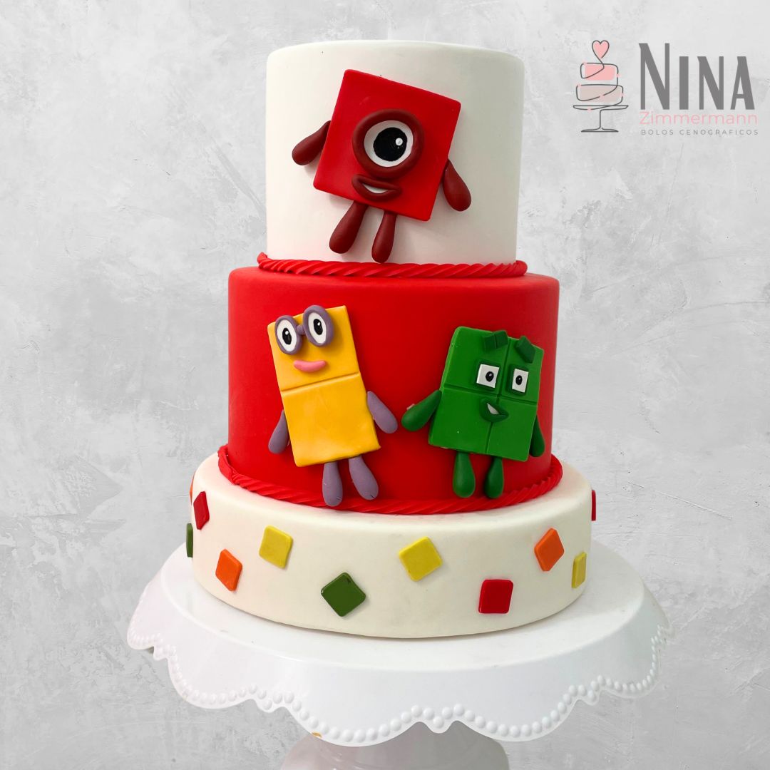 Bolo cenográfico Numberblocks — aluguel Nina Z Biscuit