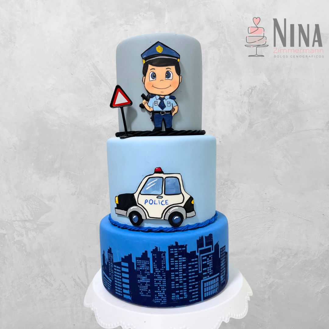 Bolo cenográfico Policial — aluguel Nina Z Biscuit