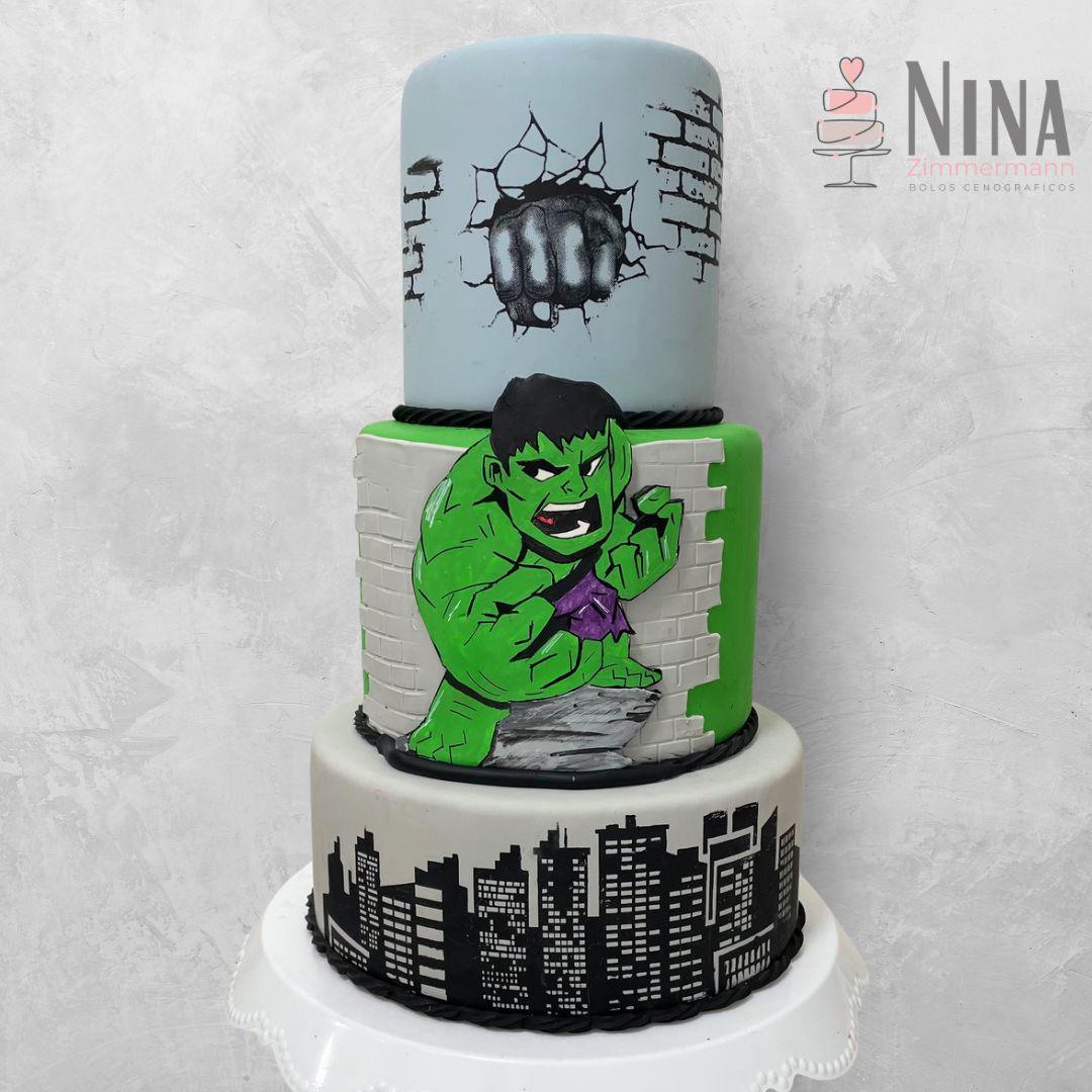 Bolo cenográfico Hulk — aluguel Nina Z Biscuit