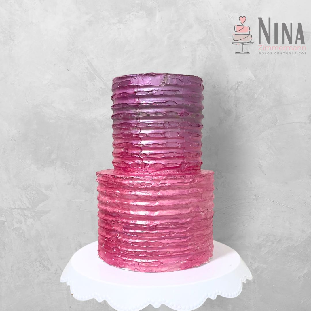 Bolo cenográfico Espatulado rosa — aluguel Nina Z Biscuit
