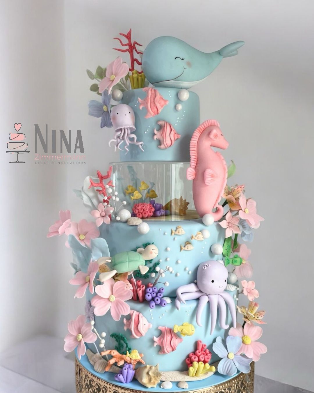 Bolo cenográfico Fundo do mar menina luxo — aluguel Nina Z Biscuit